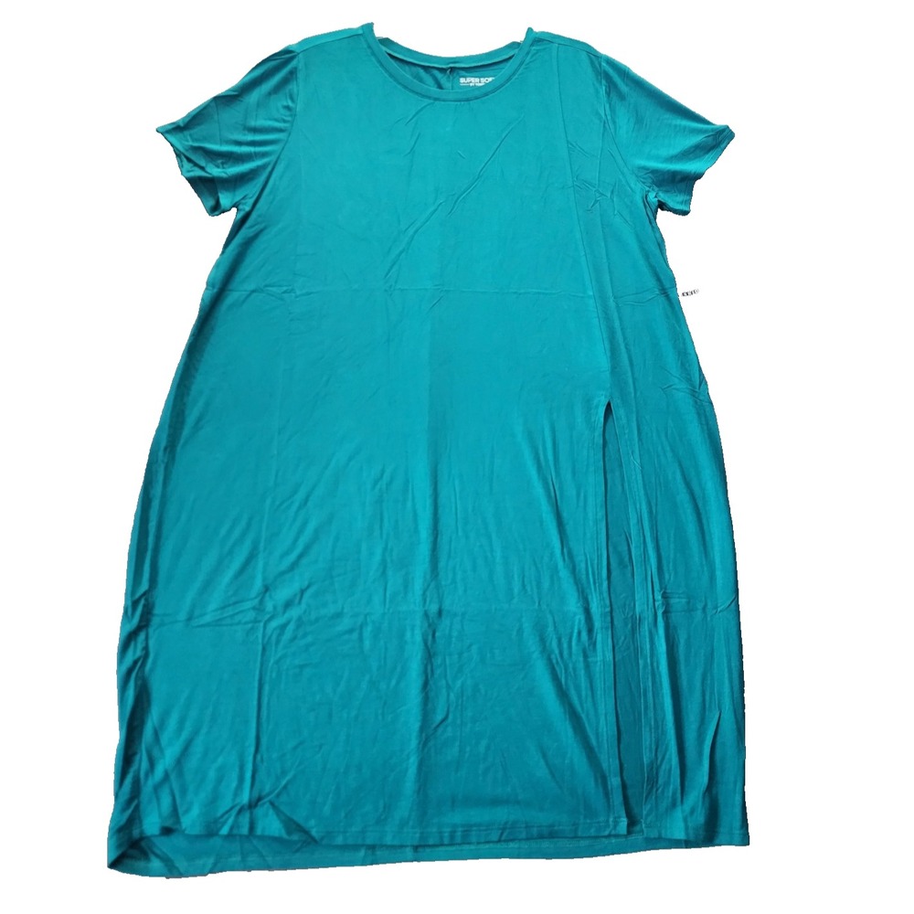 Torrid Super Soft Crew Neck Split Front Tunic Size 2X Teal Everglade Green Slits